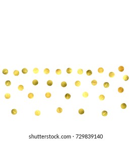 Circle golden confetti. Vector christmas background with rounded random yellow stardust. Glitter birthday celebration card. Flat falling glossy metallic sparkles. Luxury disco invitation Glowing print