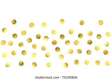Circle golden confetti. Vector christmas background with rounded random yellow stardust. Glitter birthday celebration card. Flat falling glossy metallic sparkles. Luxury disco invitation Glowing print