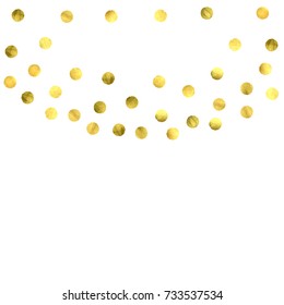 Circle golden confetti. Vector christmas background with rounded random yellow stardust. Glitter birthday celebration card. Flat falling glossy metallic sparkles. Luxury disco invitation Glowing print