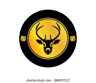 circle golden emblem deer stag roe reindeer antler elk