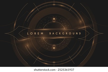 Circle golden lines frame on black background