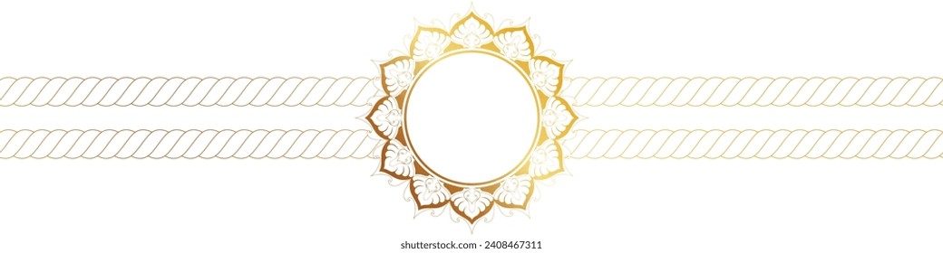 Circle golden mandala pattern for decorating married couple wedding cards.