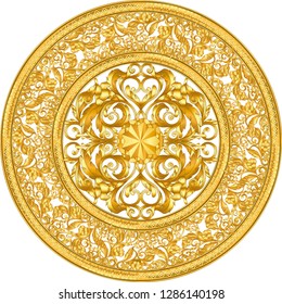 circle  golden ornamental on white