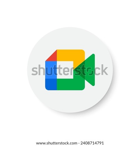 Circle Google Meet logotype icon. Meeting app. Network application. Popular editorial brand. Vector illustration.