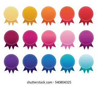 Circle Gradient Flag Badge Award Buttons Set with White Border