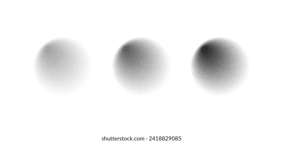 Circle gradient noise gradation. Grayscale watercolor blur mesh shape on white background. Spot, spray, brush form with noise effect vector illustration.