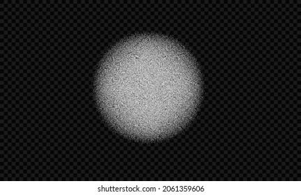 Circle gradient, noise and spray. Dot round pattern. Vector grunge brush for retro illustration or logo.