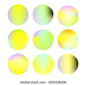 Circle gradient set with modern abstract backgrounds. Colorful fluid covers for calendar, brochure, invitation, cards. Trendy soft color. Template with round gradient set for screens and mobile app.