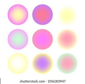 Circle gradient set with modern abstract backgrounds. Colorful fluid covers for calendar, brochure, invitation, cards. Trendy soft color. Template with round gradient set for screens and mobile app.
