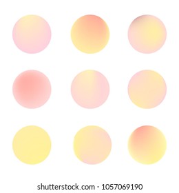 Circle gradient set with modern abstract backgrounds. Colorful fluid covers for calendar, brochure, invitation, cards. Trendy soft color. Template with round gradient set for screens and mobile app.
