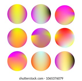 Circle gradient set with modern abstract backgrounds. Colorful fluid covers for calendar, brochure, invitation, cards. Trendy soft color. Template with round gradient set for screens and mobile app.