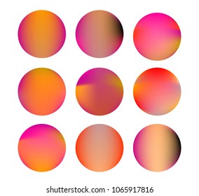 Circle gradient set with modern abstract backgrounds. Colorful fluid covers for calendar, brochure, invitation, cards. Trendy soft color. Template with round gradient set for screens and mobile app.