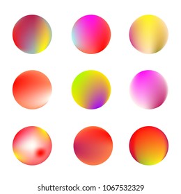 Circle gradient set with modern abstract backgrounds. Colorful fluid covers for calendar, brochure, invitation, cards. Trendy soft color. Template with round gradient set for screens and mobile app.