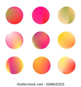 Circle gradient set with modern abstract backgrounds. Colorful fluid covers for calendar, brochure, invitation, cards. Trendy soft color. Template with round gradient set for screens and mobile app.