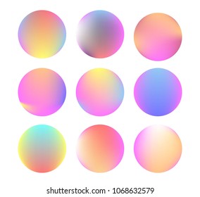 Circle gradient set with modern abstract backgrounds. Colorful fluid covers for calendar, brochure, invitation, cards. Trendy soft color. Template with round gradient set for screens and mobile app.