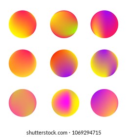 Circle gradient set with modern abstract backgrounds. Colorful fluid covers for calendar, brochure, invitation, cards. Trendy soft color. Template with round gradient set for screens and mobile app.