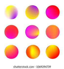 Circle gradient set with modern abstract backgrounds. Colorful fluid covers for calendar, brochure, invitation, cards. Trendy soft color. Template with round gradient set for screens and mobile app.