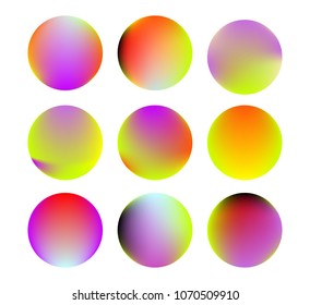 Circle gradient set with modern abstract backgrounds. Colorful fluid covers for calendar, brochure, invitation, cards. Trendy soft color. Template with round gradient set for screens and mobile app.