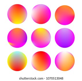 Circle gradient set with modern abstract backgrounds. Colorful fluid covers for calendar, brochure, invitation, cards. Trendy soft color. Template with round gradient set for screens and mobile app.