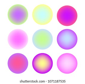 Circle gradient set with modern abstract backgrounds. Colorful fluid covers for calendar, brochure, invitation, cards. Trendy soft color. Template with round gradient set for screens and mobile app.