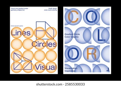 Circle gradient transparency opacity graphics poster cover design layout color combination modern geometry line shape circle pattern repeat orange blue tone