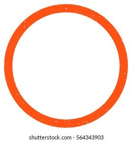 Circle grainy textured icon for overlay watermark stamps. Flat symbol with dust texture. Dotted vector orange ink rubber seal stamp with grunge design on a white background.