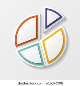 Circle graph chart with four pieces different colors