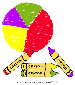 circle graph colored in with crayons - vector