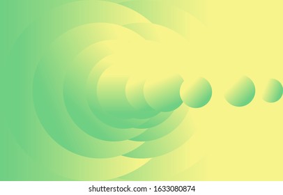 Circle graphic, abstract gradation on a mint green and yellowish soft background with copy space. card. Poster. elements design for presentation background.