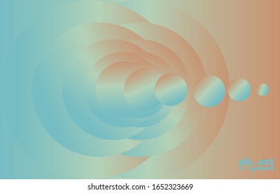 Kreisgrafik, abstrakter Farbverlauf auf hellblauem und orangefarbenem Hintergrund mit Kopienraum. Karte. Poster. Design der Elemente für die Präsentation. Dynamische Formen-Zusammensetzung. Minimales Konzept. 