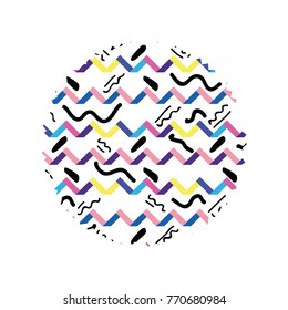 circle with graphic abstract memphis background