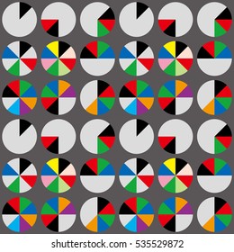 circle graphs tile, color - Geometric seamless pattern