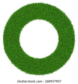 Circle Grass Frame  With Copy-space  On White Background, Vector Illustration.