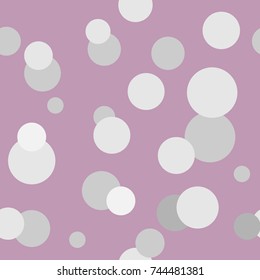Circle gray on lilac background. Fashion graphic seamless pattern design. Modern stylish abstract texture. Monochrome template for prints, textiles, wrapping, wallpaper, etc. Vector illustration