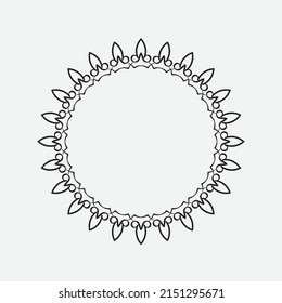 Marco grisáceo circular. Borde redondeado. Patrón de elementos decorativos. Ilustración del vector aislada en fondo blanco