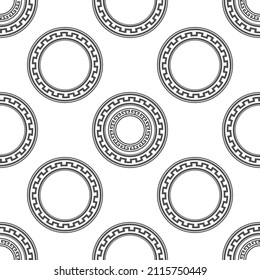 Circle greek seamless pattern with round meander borders. Vector EPS 10.