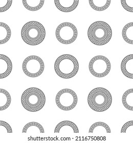 Circle greek seamless pattern with round meander borders. Vector EPS 10.