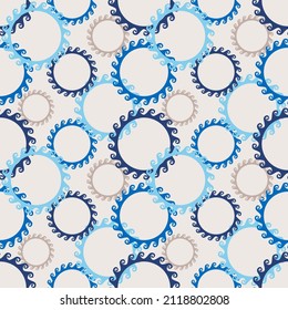 Circle greek seamless pattern with round meander wave borders. Vector EPS 10.