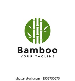 Circle Green Bamboo Logo Design Template