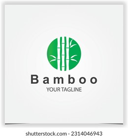 Circle green bamboo logo premium elegant template vector eps 10