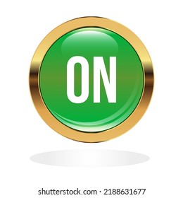 A circle of green color in a gold frame is depicted. Inscription engine, start white color.