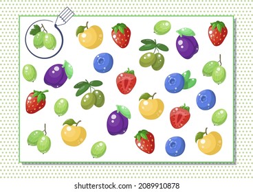 Circle green color. Kindergarten worksheet to help children strengthen his visual discrimination skills. Cute cartoon food