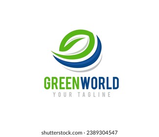 círculo verde eco bio hoja mundo de la tierra logotipo icono símbolo de la solución diseño plantilla inspiración
