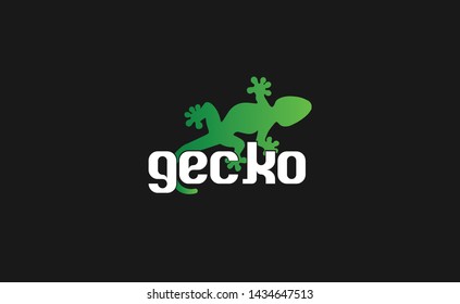 circle green gecko  logo vector design