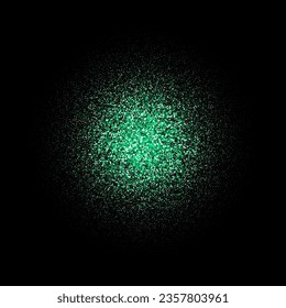 Círculo con partículas de brillo verde, efecto realista, sobre fondo blanco, con espacio de copia. Ilustración del vector