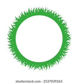 Circle of green grass silhouette isolated on white background. Flat illustration for concept design.