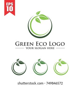 circle green leaf eco logo