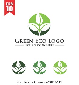 circle green leaf eco logo