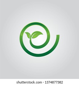 circle green leaf ecology nature element vector icon. leaf logo and abstract organic leaf logo