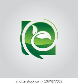 circle green leaf ecology nature element vector icon. leaf logo and abstract organic leaf logo
